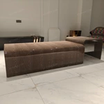 Curved Coffee Table with Natural Burl Veneer and High-Gloss Finish